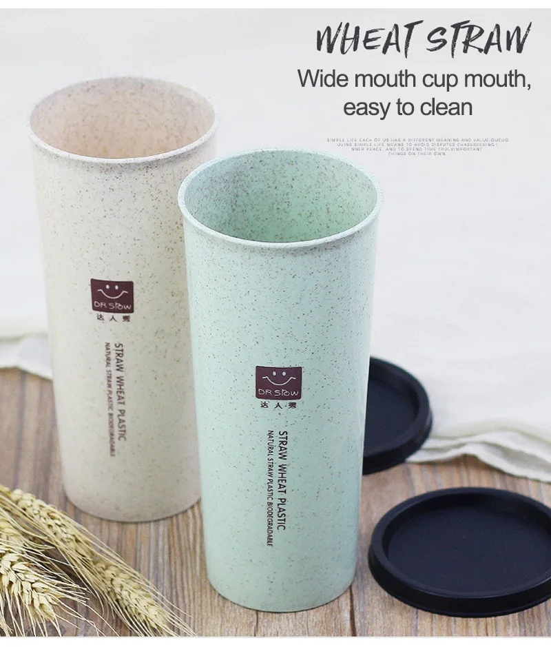 Портативная ручная чашка пшеничная соломинка чашка для воды с соломинкой двойная крышка Cola кофейная пластиковая кружка для поездок Питьевая чашка