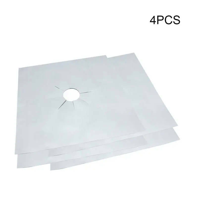 4PCS Reusable Gas Stove Protector Cover Aluminum Foil Cooker Burner Cover Non-Stick Sheeting Mat Pad Clean Liner For Kitchen A35 - Цвет: 4pcs