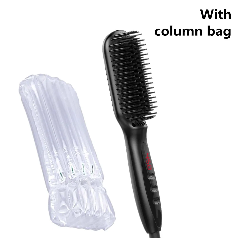 black with bag Мужская Расческа для бороды, выпрямитель для волос, щетка для салона, быстрый нагрев, инструменты для укладки волос, керамическое выпрямление волос, железная доска, стайлер, расческа - Цвет: black with bag