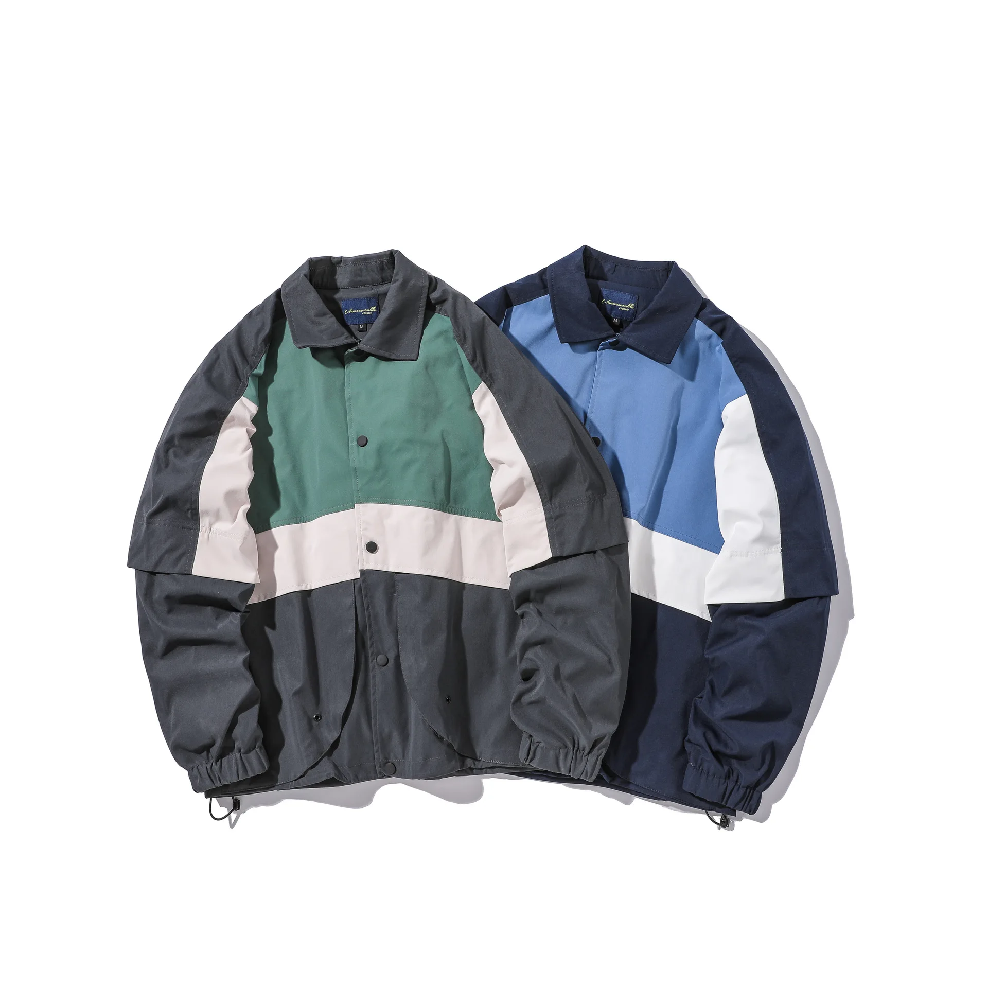 

Wu Airlines 2020 Fold-down Collar Casual Coat Men's Spring And Autumn New Style Youth Mixed Colors Trend Versatile Fake Two-Piec