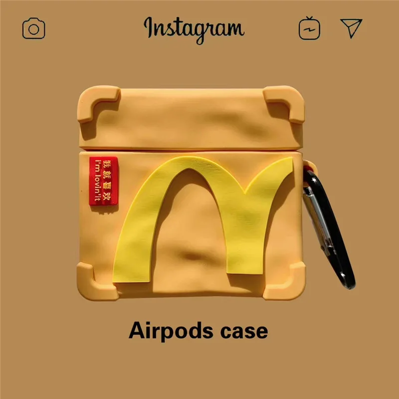 

3D Food Bag Stereoscopic Bluetooth Earphone Case for Airpods Pro Cute Protective Cover for Airpod 3 Accessories with Keychain