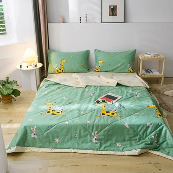 

Cartoon Childern Summer Quilt Cotton Kids Bed Air Conditioned Quilt Duvet Home Decor Animal Giraff Summer Comforter Bed Quilt