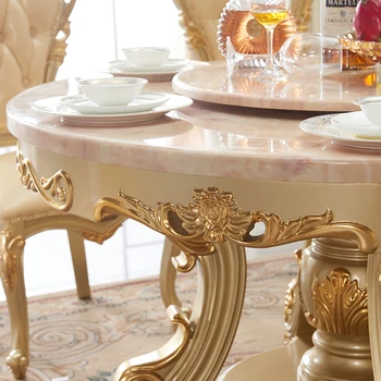 

italian antique royal luxury dinning table, solid wood carved gold dinner table
