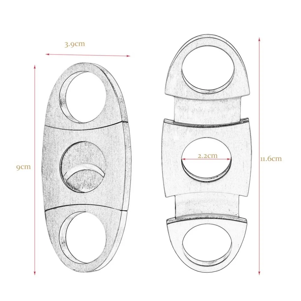 Карманный размер классический удобный захват из нержавеющей стали двойное лезвие, нож для сигар нож ножницы для резки сигар серебро