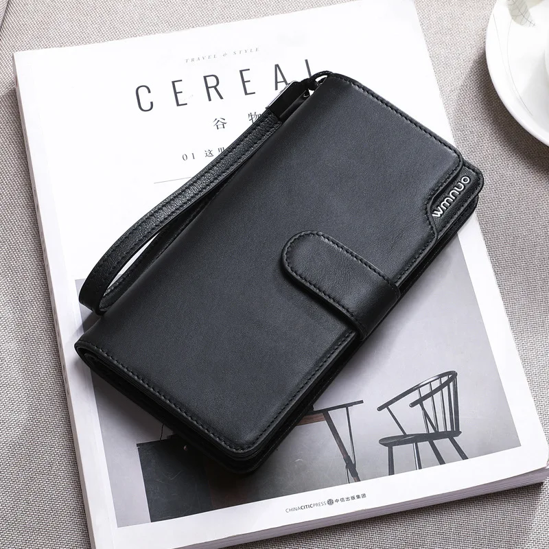 

New Style Korean-style Leather Wallet for Man Men's Long Handbag Zipper Wallet Cowhide Large-Volume Verticle Clutch Fashion