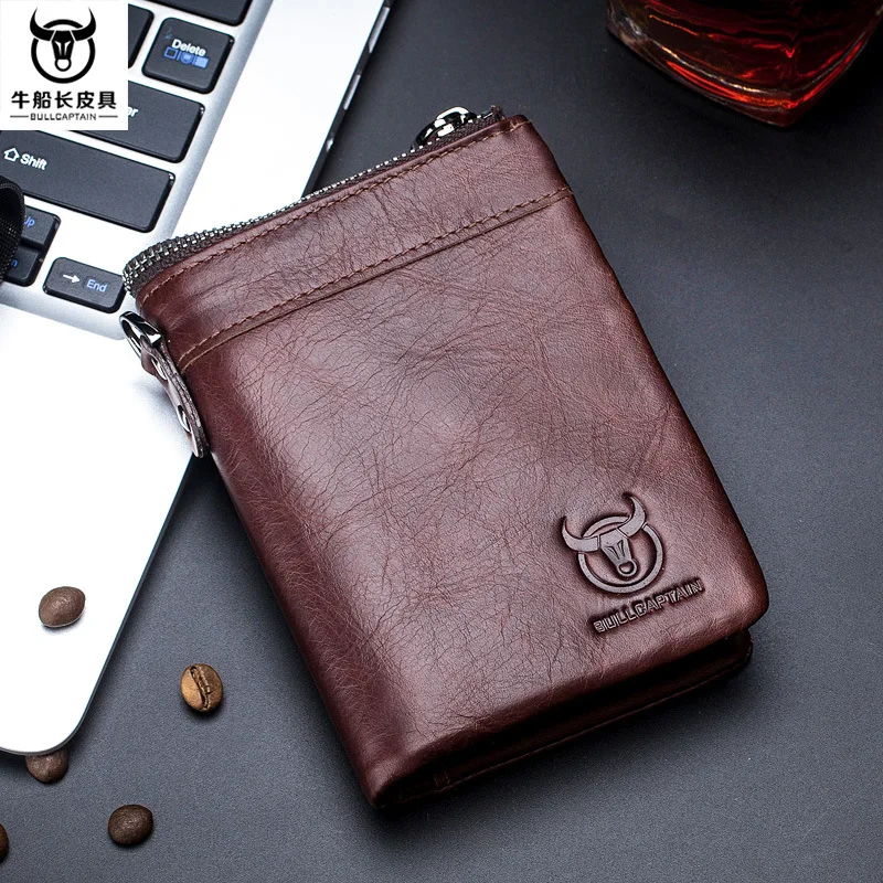 

Bull Captain Leather Goods Leather Wallet for Man Full-grain Leather Large Capacity Multi Card Bit Album Bit Detachable Purse