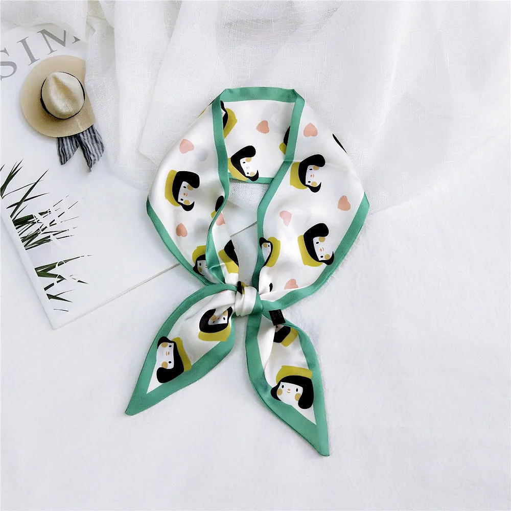 

Fashion Street Print Silk Scarf Bag Scarf For Women Head Skinny Scarf Long Handle Bag Scarves & Wraps