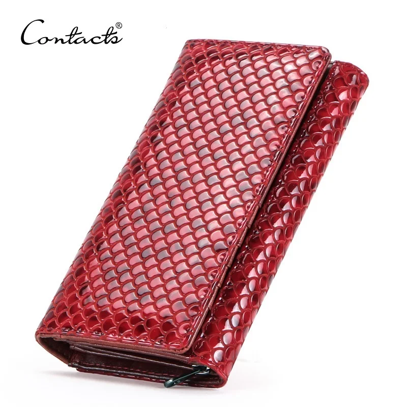 

Contacts Women's Genuine Leather Wallet Female Long Clutch Coin Purse with Card Phone Holder