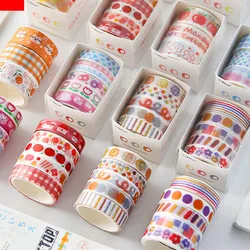 Ensemble de bande adhésive Washi imprimée, 3 pièces/5 pièces/ensemble, ruban de masquage décoratif mignon, autocollants fournitures scolaires, papeterie cadeau pour bricolage 