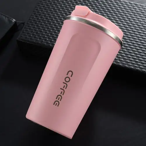 380/510ML Stainless Steel Thermal Heat Preservation Vacuum Coffee Mug Milk Cup Home Office Car Vacuum Flasks Thermoses with Lid Pink