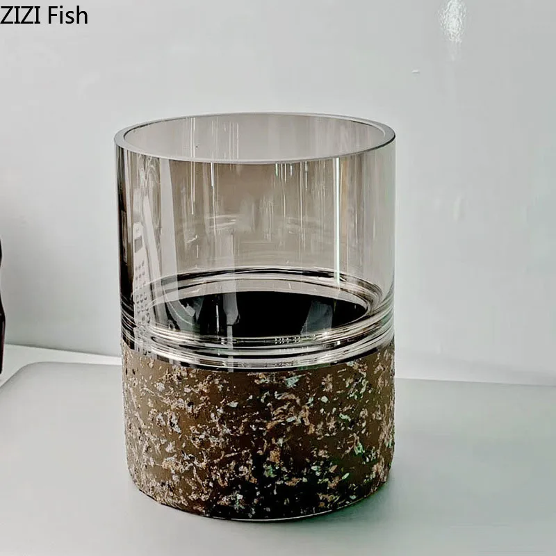 Minimalist European Transparent Glass Vase Hydroponic Flower Pots Decorative Desk Decoration Cylinder Vases Modern Home Decor 4