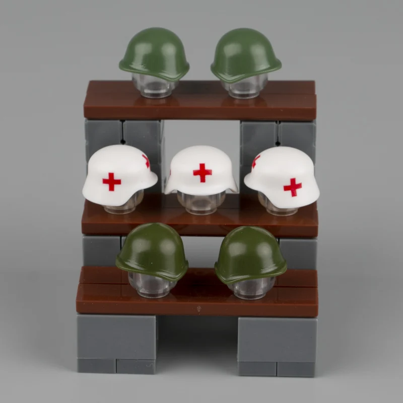WW2 аксессуары Армейский Камуфляж MOC солдат шлем строительные блоки военные