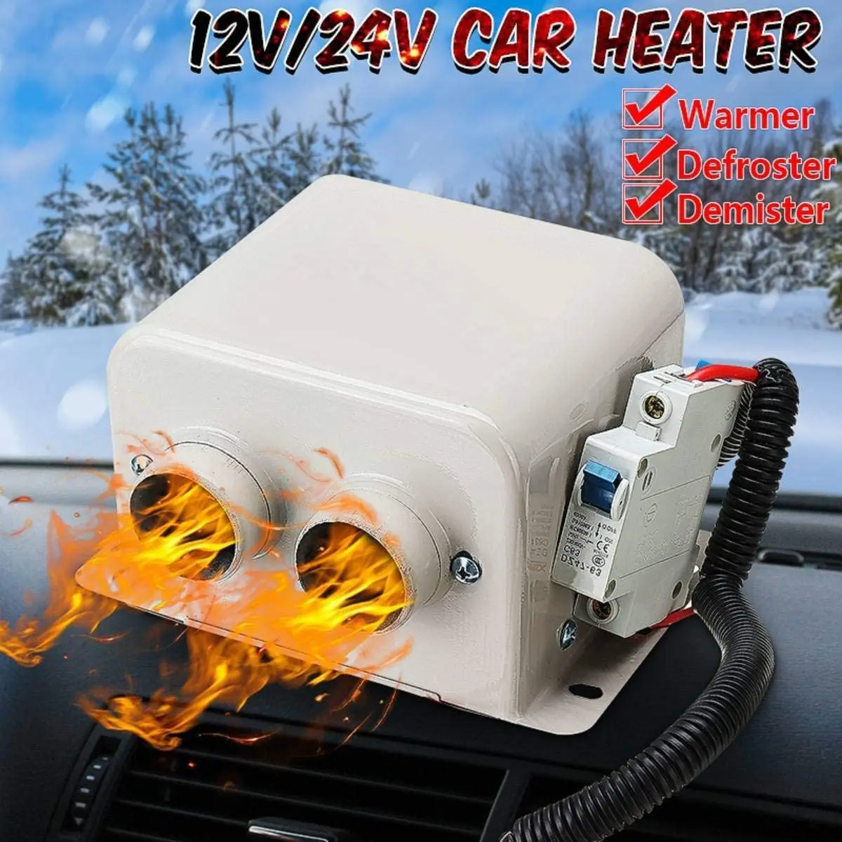 12V/24V 600W/800W Car Heater Kit 5 Second Fast Heating Defroster