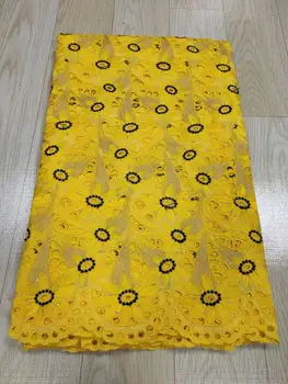 

African lace fabric with embroidery swiss voile Lace cotton Fabric for women dress