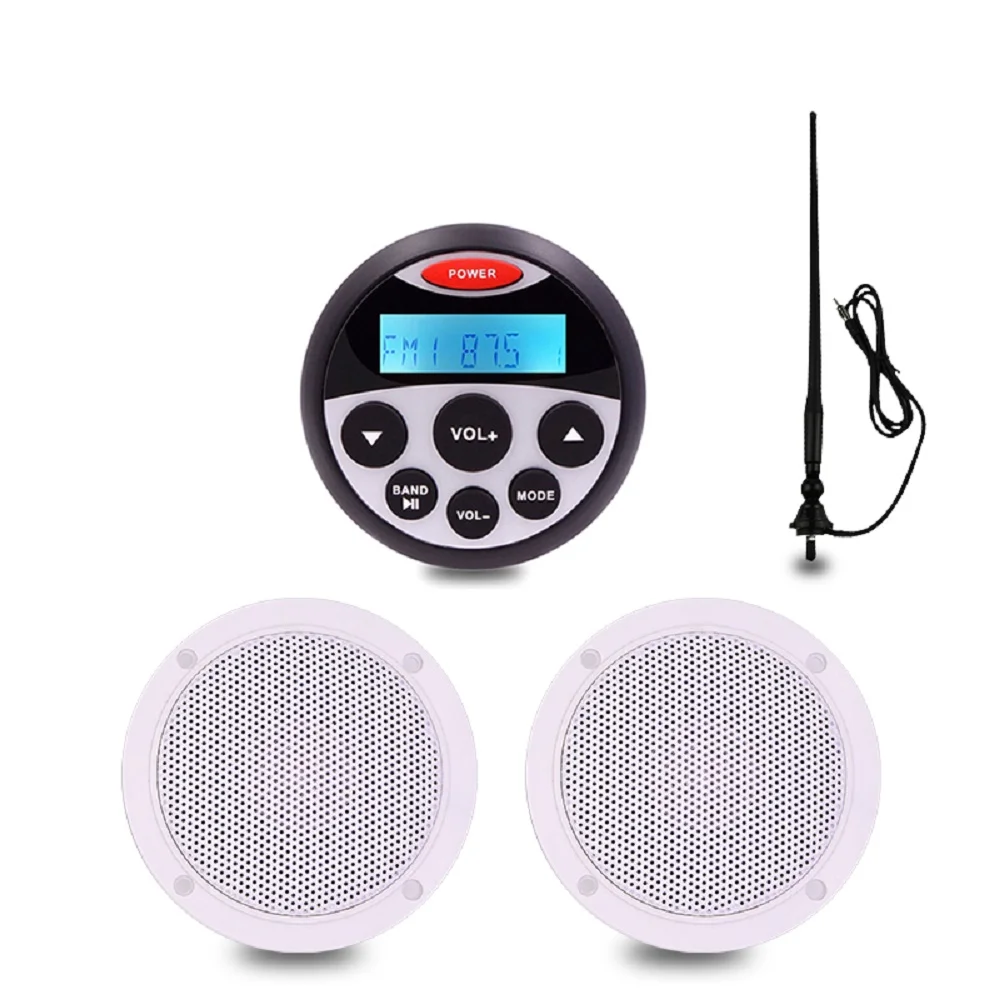 round marine stereo with bluetooth