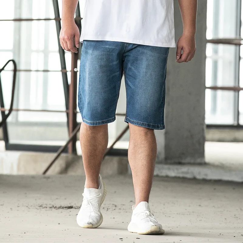 

Simple Fat Cowboy Shorts MEN'S Shorts Summer Elastic Rubber Zhu Waist Loose-Fit Extra-large Short Shorts Men's