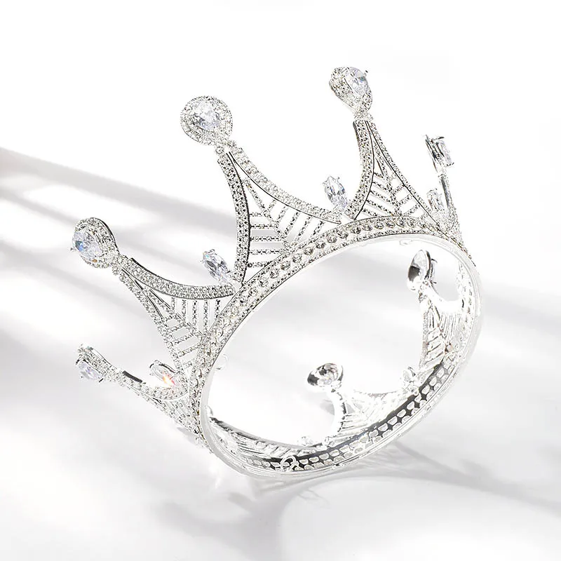 SILVER Роскошные свадебные аксессуары для волос, стразы в стиле барокко, корона для женщин, Серебряная Золотая круглая тиара, Женские Ювелирные украшения для волос, аксессуары для волос LB - Окраска металла: SILVER