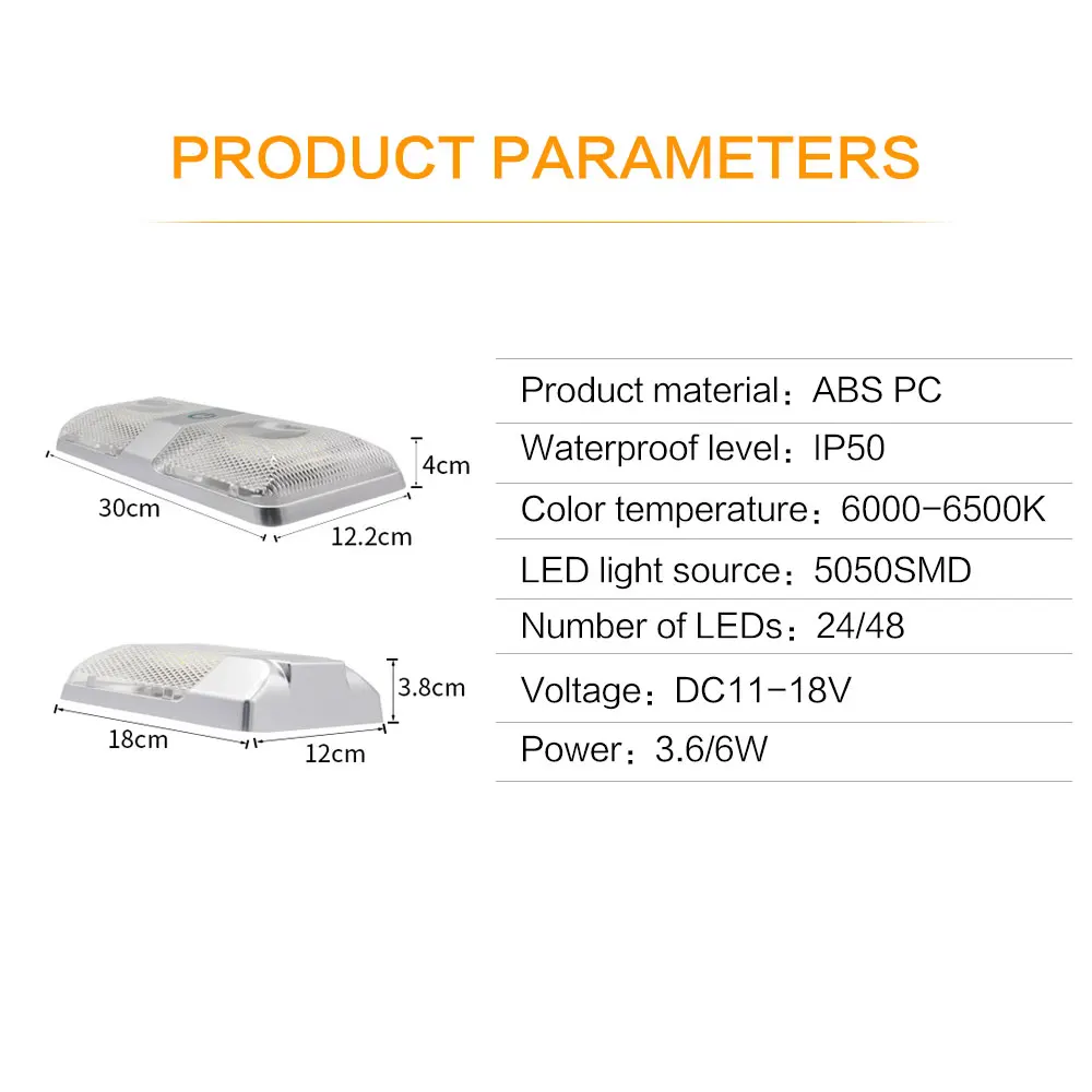 Iztoss 12V Led RV потолочный купольный светильник RV сенсорный Диммируемый автомобильный светильник для чтения DC11-18V 3,6 W