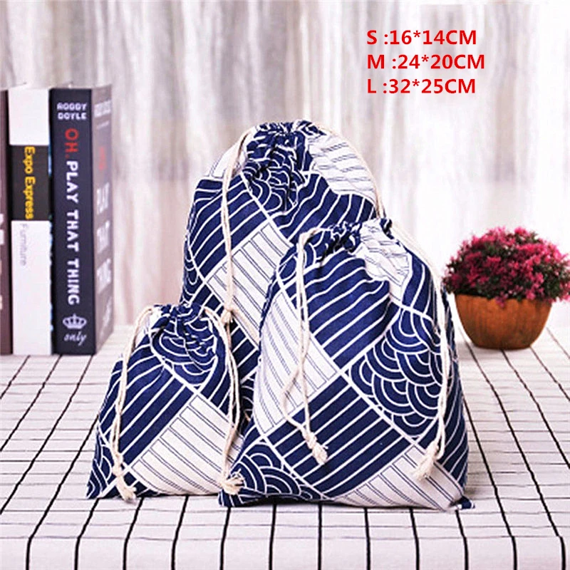 Повседневная Хлопковая сумка для покупок на шнурке, унисекс, складная тканевая Нетканая сумка для хранения, дорожная сумка для домашнего нижнего белья, сумки для продуктов - Цвет: Blue