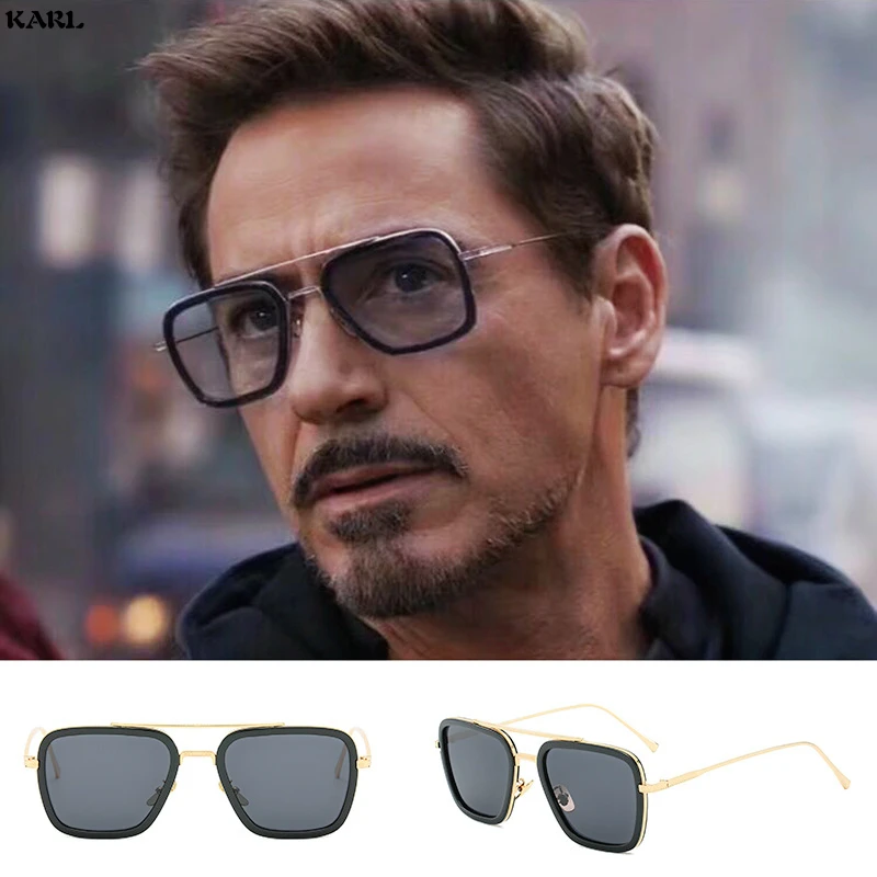 KARL Роскошные модные брендовые Мстители Тони Старк винтажные квадратные мужские солнцезащитные очки для мужчин и женщин солнцезащитные очки для вождения Gafas De Sol квадратные