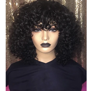 

Deep Curly Short Bob Wig With Bangs 13X4 Lace Front Ombre Human Hair Wigs With Baby Hair Brazilian Remy Hair Pre Plucked