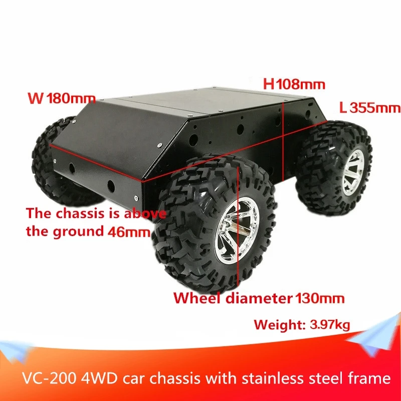 Новый стиль VC 200 4WD шасси автомобиля с рамой из нержавеющей стали 130 мм резиновое