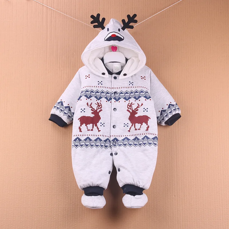 Winter Baby Romper For Newborn Girls Warm Thick Toddler Baby Jumpsuit Overalls Cute Baby Boy Rompers Infant Clothing 3-12M