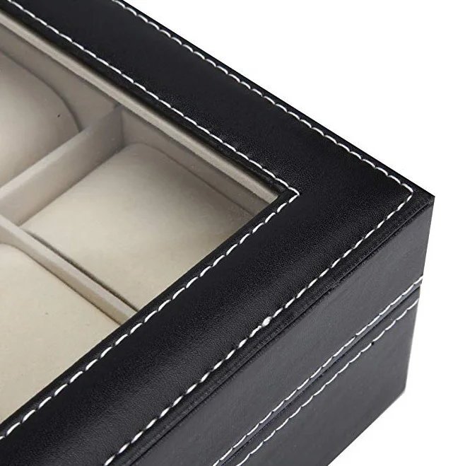 10 Grids Wristwatch Box Holder PU Leather Watch Box Watches Display Case Rectangle Jewelry Storage Boxes High Quality