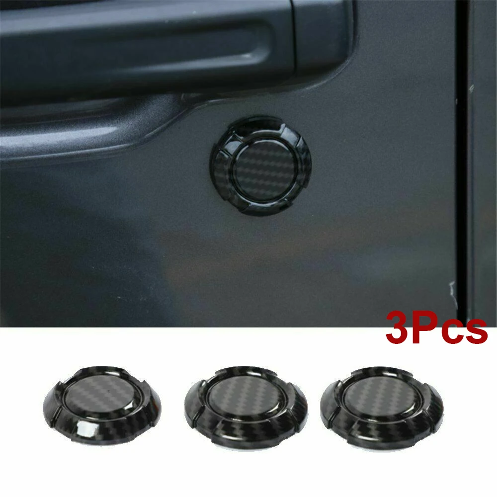 3pcs Car Door Key Jack Cover Trim For Jeep Wrangler JL JT 2018-2021 Carbon Fiber 