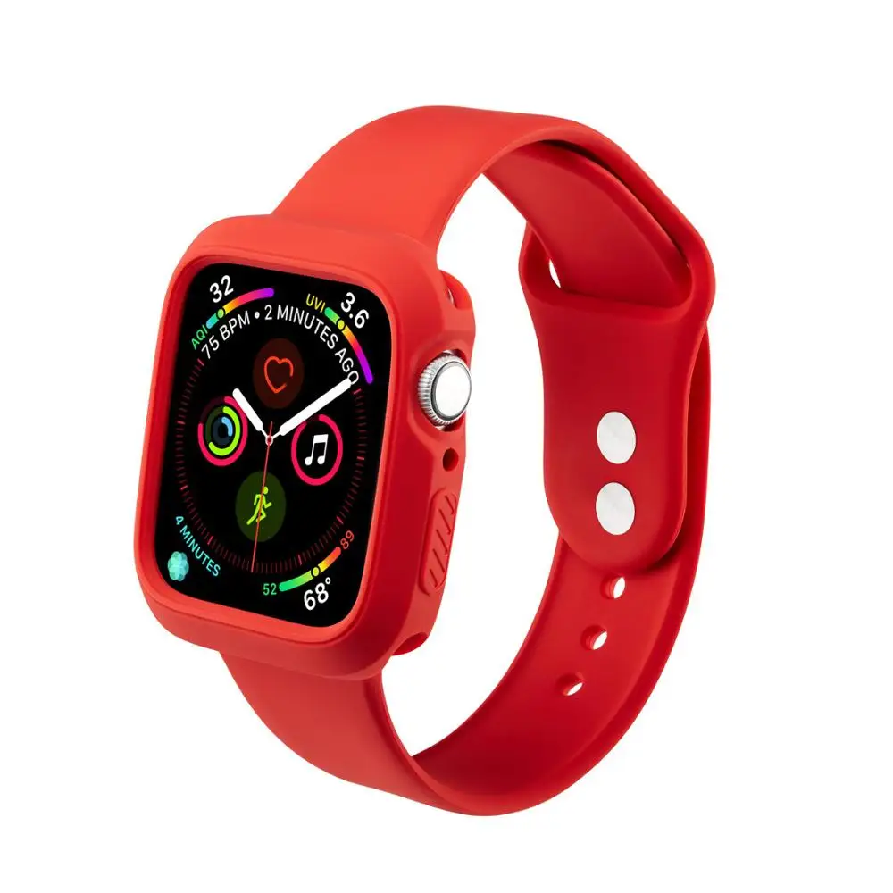 Color10 ProBefit Soft Silicone Bumper Watch Case+ WatchBand for Apple Watch 3 2 1 42MM 38MM Rubber Watch Strap for iWatch 5 4 40MM 44MM - Цвет ремешка: Color10