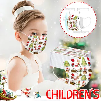 

10-100pc Cute Children Christmas Printing Pattern Mask Disposable Facemask Kids Boy Girl Faceshield Masque Маска Mascarillas