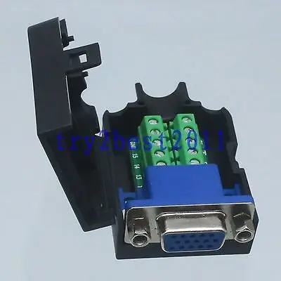 

DHL/EMS 20 Sets Connector DB15 9pin jack pin D-SUB 3+6 line Termina PCB Plastic Cover nut black -C1