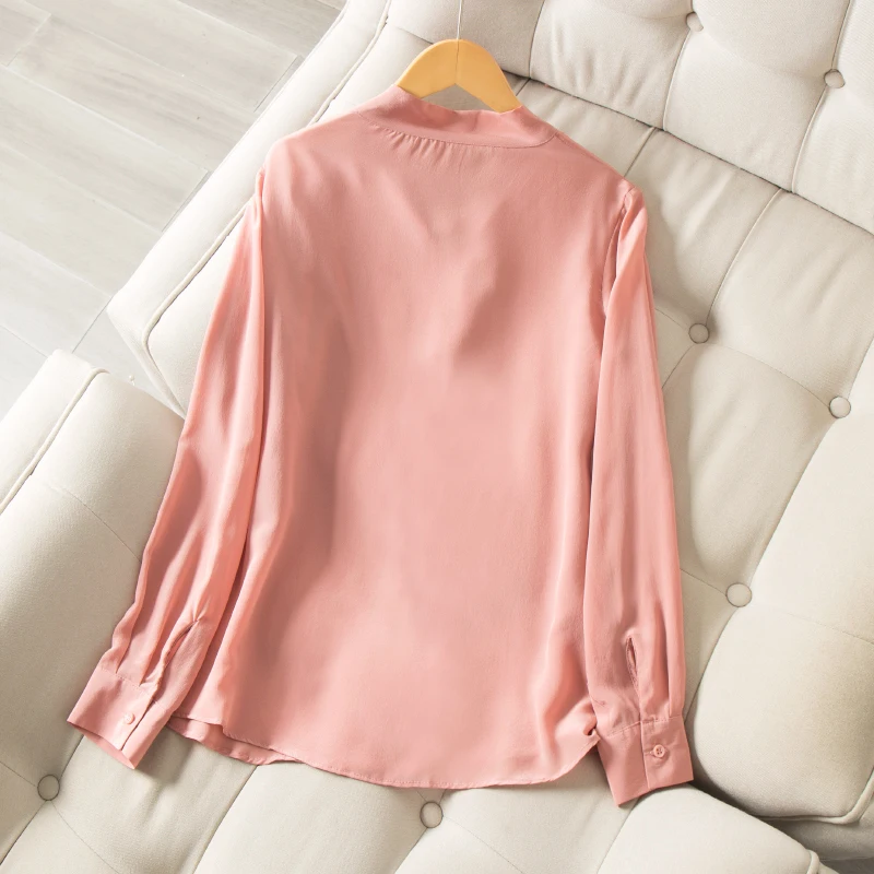 SuyaDream Solid Silk Blouse Women 100% Silk Crepe