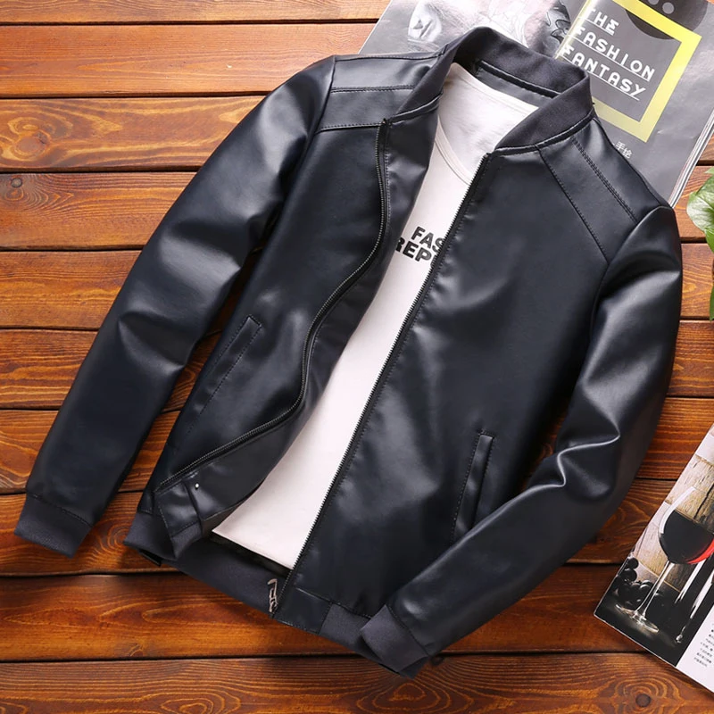 

Thoshine Brand Spring Autumn Men Leather Jackets Classic Slim Fit Male PU Leather Coats Motorcycle Biker Streetwear Smart Casual