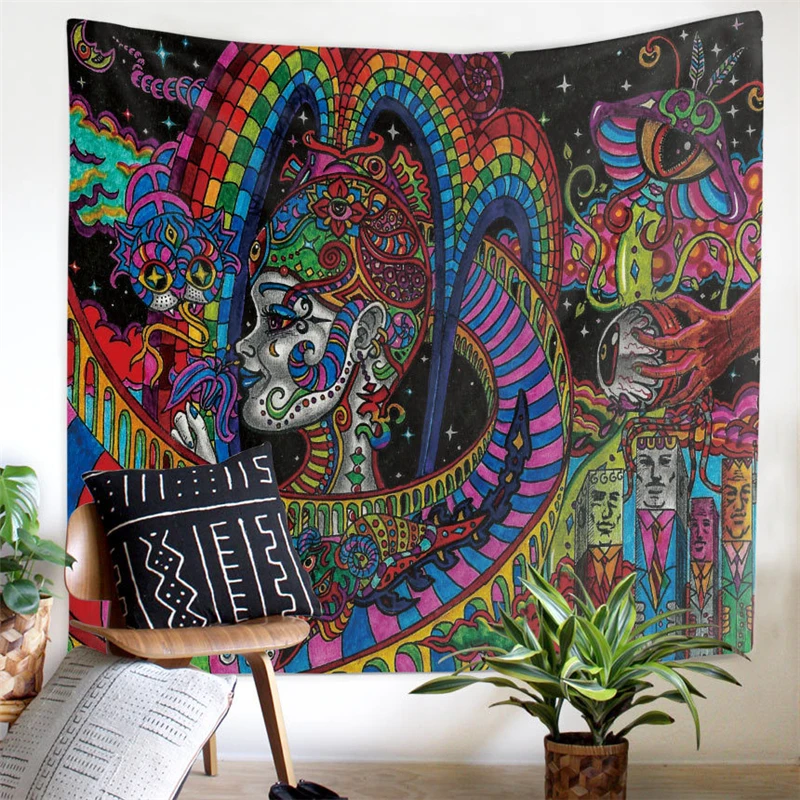 Creative Hot Mandala Tapestry Whales Galaxy Celestial Tapestry Bohemian Art Decor Wall Hanging Polyester Fabric for Home Decor