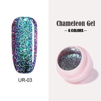 

UR SUGAR Glitter Gel Nail Polish Chameleon Sequins Sliver Gold Holography Uv Gel Varnish Lak Black Color Coat for Nails