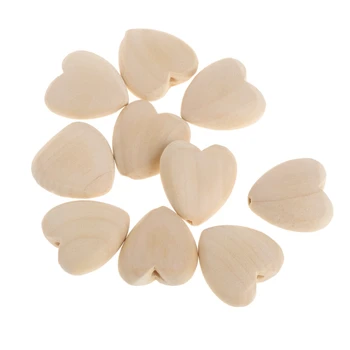 

2020 New Mini Wood Love Hearts Bead 20mm No Varnish DIY Beads Baby Teether Wooden Teething Beads