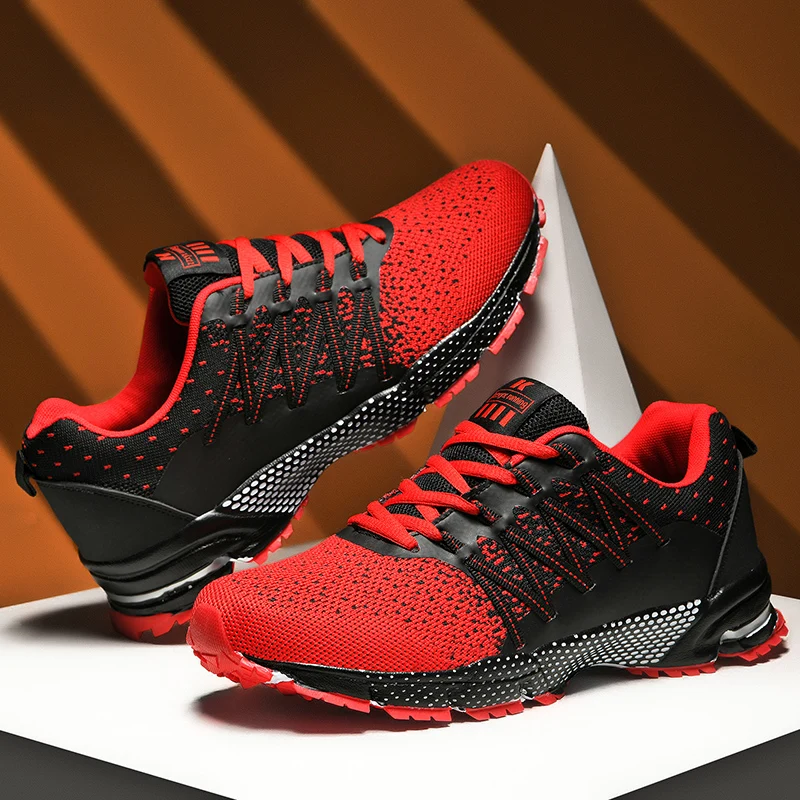 New Training Trailing Running Shoes Red Black Anti Slip Quality Mens Sneakers Comfortable Breathable Walking Men | Спорт и