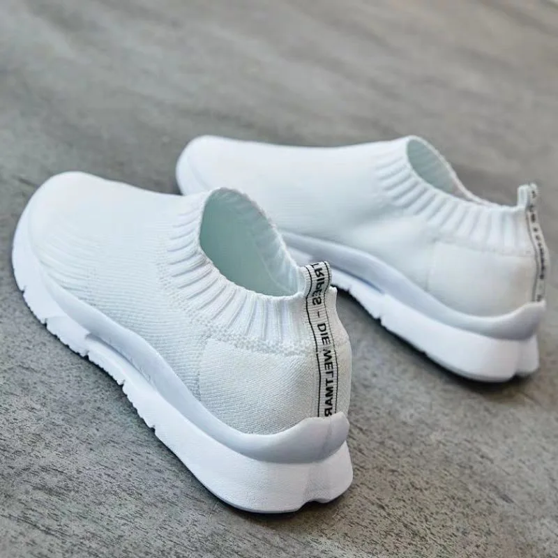 One-pedal Socks Shoes Lazy Shoes 2022 New Spring and Summer Casual Women's Shoes Flying Woven Breathable Increased Mother Shoes