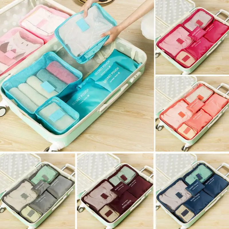 

6PCS Waterproof Travel Storage Bags Clothes Packing Cube Luggage Organizer Pouch Underwear Socks Packing Cube Storage