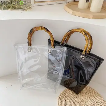 

Fashion Top-handle Bag Totes for Women Shopping Summer Female Large Capacity Transparent PVC Shoulder Handbags Women Casual