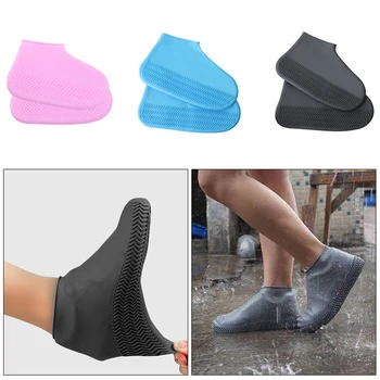 

Reusable Waterproof Elasticity Shoes Covers For Traveling Beach Non-Slip Rubber Rain Shoe Covers Waterproof Solid Shoe Cover