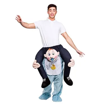 

Woman Men Party Baby Ride on Me Magic Pants Walking Mascot Christmas Halloween Cosplay Costume Animal Carry Back Fake Legs