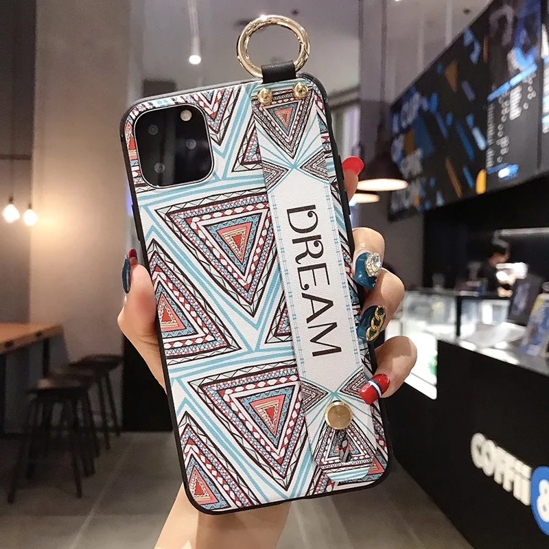 Чехол для samsung Note 10, ремешок на запястье, мягкий чехол из ТПУ для samsung S9, S8, S10 Plus, Note 8, 9, 10 Plus, винтажный узор, держатель для телефона, чехол - Цвет: J