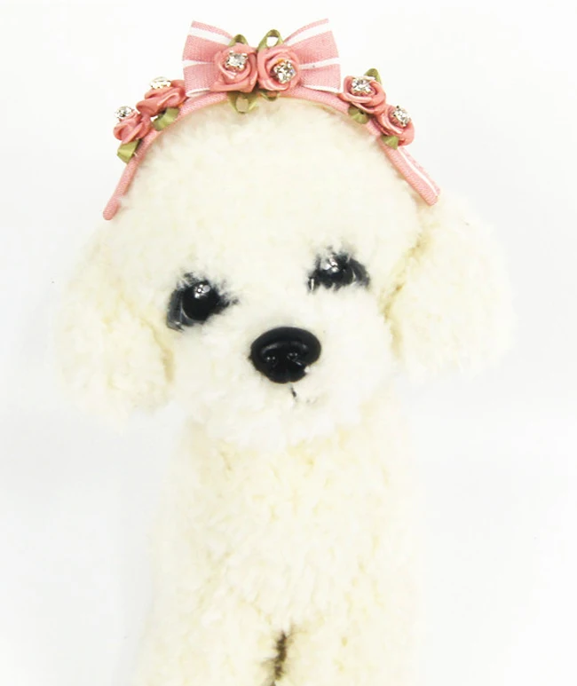 Free shipping ZLOVEPET dog accessories artificial diamond soft wire flexible dog hair bow hair hoop dog headwear pet hairpin cat