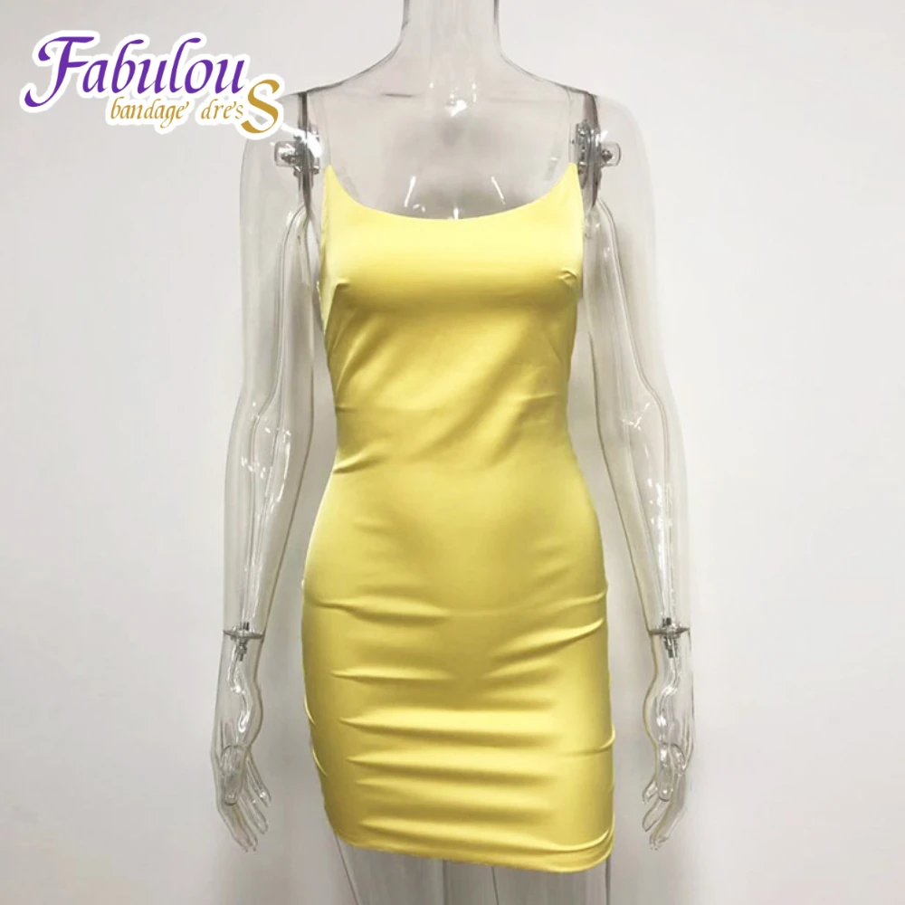 FABANDAGE Двухслойное сатиновое Сексуальное Женское Платье-футляр на тонких