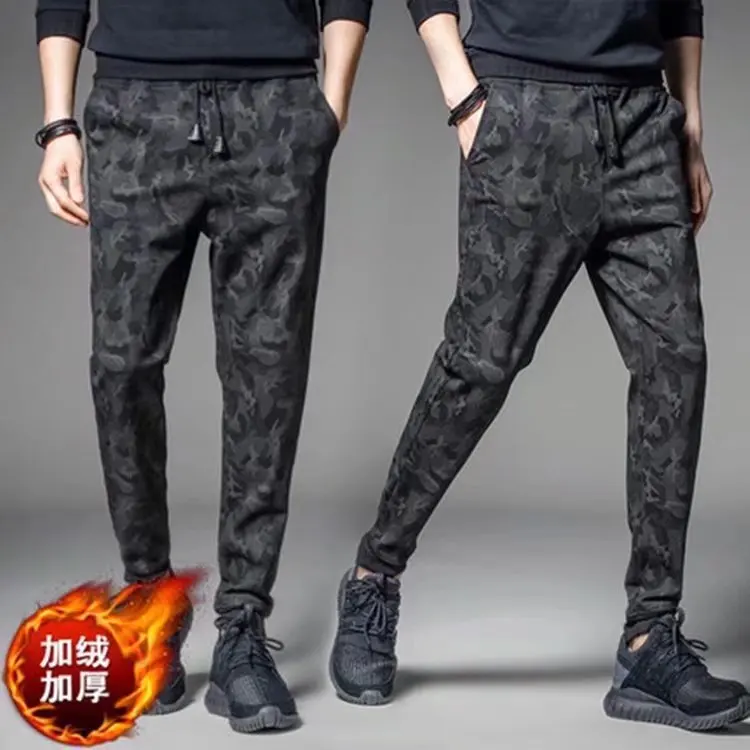 

Autumn And Winter New Style Handsome Thick plus Velvet Warm MEN'S Pants Casual Korean-style Harem Camouflage Bib Overall MEN'S T