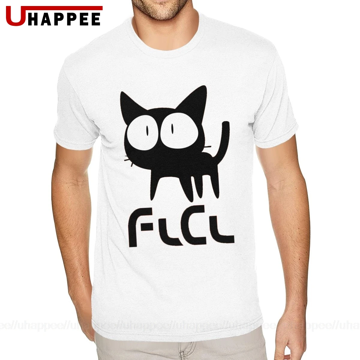 Аниме FLCL кошка Футболка мужская гранж стиль короткий рукав хлопок городская