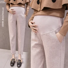 

6036# 9/10 Winter Thick Warm Woolen Maternity Straight Pants Autumn Belly Pants Clothes for Pregnant Women Pregnancy Trousers