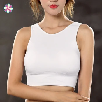 

Women Sports Bras Tops Elastic Shockproof Padded Running Bra Vest Solid Color Fitness Sport Breathable Tops Vest W118